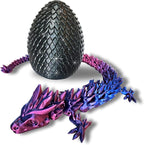 20" Articulated Dragon With Egg - Big Color Changing - 3D Printed Dragon With Egg - Fidget Dragon Egg & 3D Dragon - Toy Dragon Egg With Figures - Made in the USA - (Blue/Red With Black Egg)