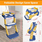 Potty Training Seat, Upgrade Toddler Toilet Seat for Kids Boys Girls, 3 in 1 Potty Training Toilet with Step Stool Ladder-Non Slip Foldable (Blue+Yellow)