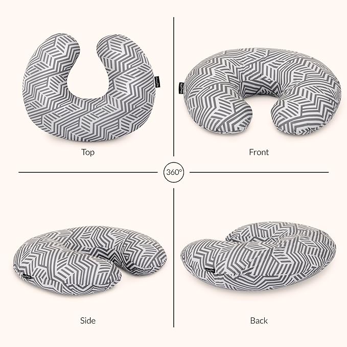Dream On Me Beeboo Nursing Pillow And Positioner, Breastfeeding And Bottlefeeding , Removable And Washable Pillow Cover, Soft And Breathable Fabric, Black And White