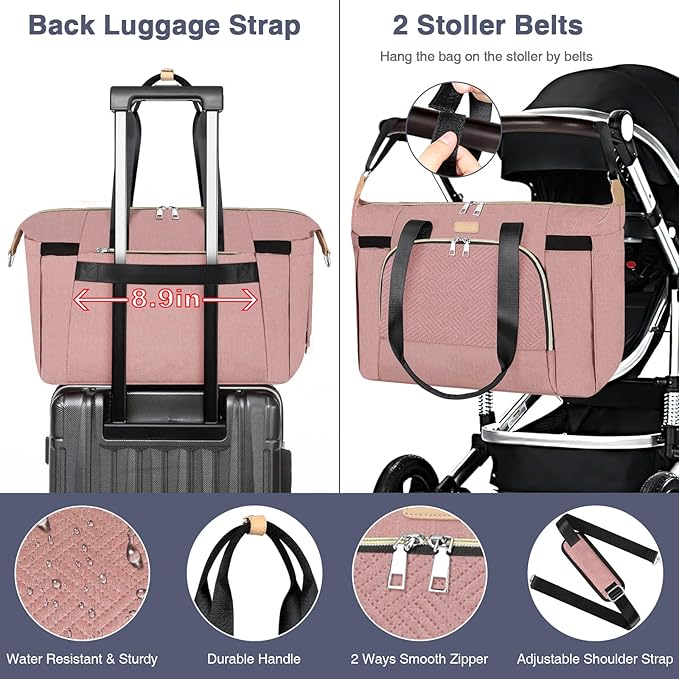 ITIEZY Diaper Bag Tote for Baby - Large Mommy Bag with Portable Changing Pad Pacifier Case, Hospital Bags Travel Baby Bag