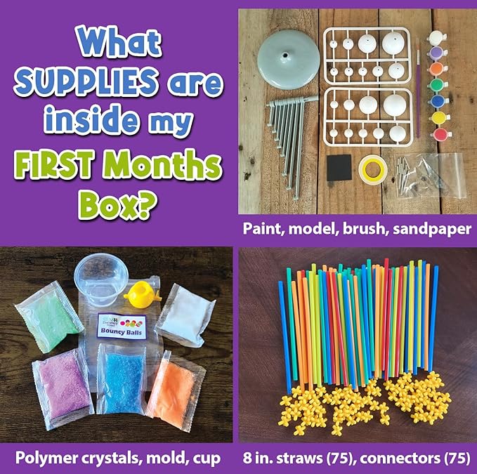 Stem Learning 6 Monthly Subscription Box Kits w/ 18 Projects - Summertime Remote School Building Toys - Science, Technology, Engineering, Mathematics - Activities for Kids Boys & Girls Ages 7-12