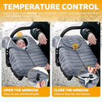Orzbow Winter Car Seat Cover - Baby Car Seat Cocoon Cover for Boys & Girls, Warm Carseat Canopy Cover to Protect Baby from Wind, Rain & Snow, Waterproof, Universal Fit for Infant Car Seat, Grey