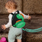 Accmor Toddler Backpack Harness with Safety Leash, Cute Dinosaur Harnesses with Kids Anti Lost Wrist Link, Mini Child Schoolbag with Wristband Tether Strap and Protection Leashes for Baby boys (Black)