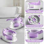 Baby Bath Seat for Babies 6 Months & Up - Toddler Bath Seats for Baby Sitting Up with 4 Suction Cups & Soft Cushion, Non-Slip Infants Shower Bathtub Chair for Newborn Girls, Purple
