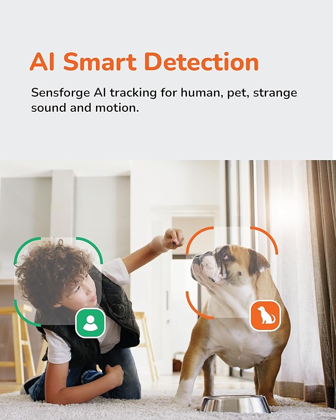 Sensforge 2.5K Indoor Pan-Tilt Dome Security Camera (2-Pack), AI Human & Pet Detection, 360° Coverage, Two-Way Audio, Dual-Band Wi-Fi (2.4G/5G), 64GB SD Card Included, No Monthly Fees