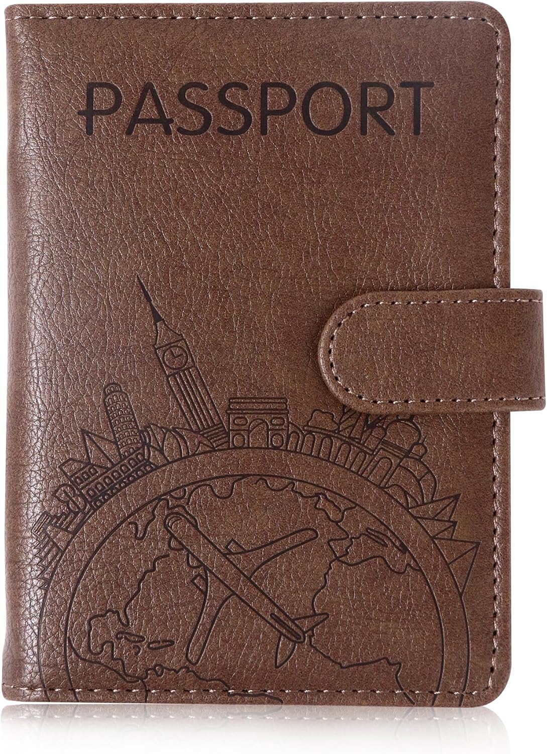 Passport Holder and Card Slot Combo RFID Blocking Leather Family Travel Passport Wallet Travel Accessories for Men Women US Passport Cover (Travel Coffee color)