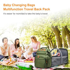 Baby Diaper Bags with Changing Station, Waterproof Diaper Bag Backpack for Moms Dads with USB Charging Port, Baby Shower Gifts, Large Capacity diaper backpack, Green