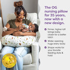 Boppy Nursing Pillow - Ergonomic Bottle & Breastfeeding Pillow with High, Firm, Large Area, Water-Repellent Cushion with Washable Cover; Baby Safety Alliance Verified - Neutral Plants and Animals
