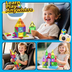 Coodoo Magnetic Tiles for Kids Ages 4-8 Toddler Toys Magnetic Blocks Building Toy STEM Outdoor Kids Toys Gift for Boys & Girls 3+ Year Old, Pocket-Sized Mini Tiles for Classroom Must Haves