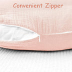 Hooyax Muslin Nursing Pillow Covers 2 Pack, Soft and Breathable Nursing Covers for Breastfeeding Pillows, Adorable Infant Feeding Pillow Slipcover for Baby Boy and Girls (Blue Pink)