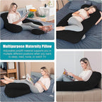 Cute Castle Pregnancy Pillows, Soft U-Shape Maternity Pillow with Removable Cover - Full Body Pillows for Adults Sleeping - Pregnancy Must Haves - Jumbo 57 Inch - Black