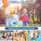 Kids Camera, HD Digital Video Camera, Childrens Toys for 3 4 5 6 7 8 9 Year Old Boys/Girls, Selfie Camera for Kids, Christmas Birthday Gifts with 32GB SD Card (Blue)