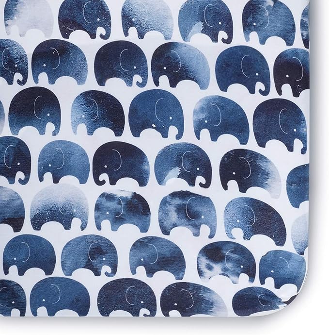Oilo Crib Sheet, Breathable, Fitted, Turkish Cotton Jersey, 300 Thread Count, Machine Washable, Fits Standard Crib (28" x 52" x 6"), Toddler Bedding, Girl, Boy, & Neutral Nursery Design, Elephant