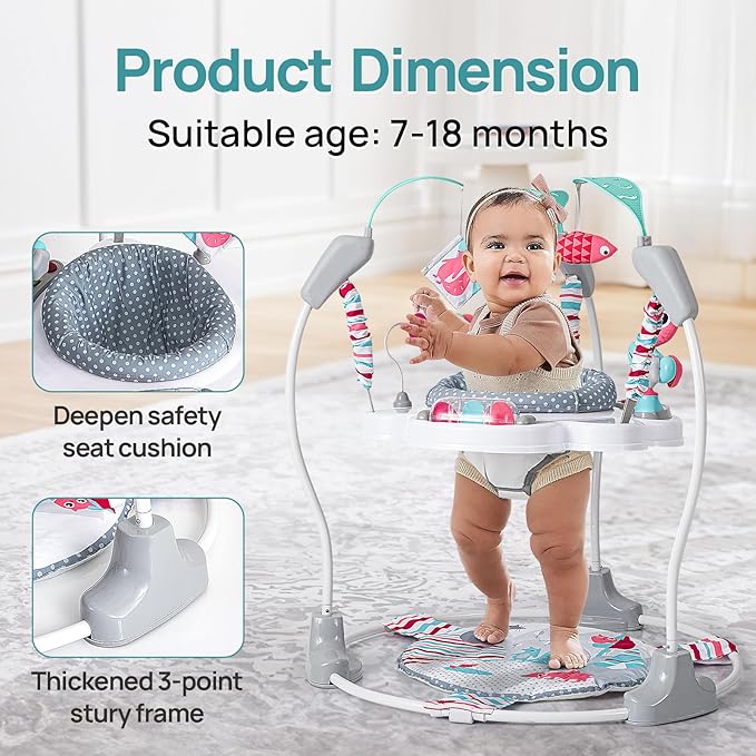 Portable Baby Activity Center Play Center 7-18 Months and Developmental Toys 7-18 Months,Pink