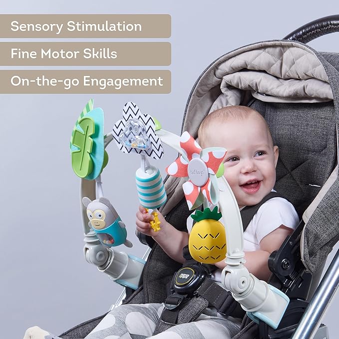Taf Toys ‘Tropical Orchestra Arch’ | Ideal for Infant & Toddlers, Fits Stroller & Pram, Activity Arch with Fascinating Toys, Stimulates Baby’s Senses and Motor Skills Development, Easier Outdoors