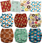 Mama Koala 3.0 Cloth Diapers for Babies, 6 Pack One Size Washable and Reusable Pocket Diapers for Newborns and Toddlers (Food Meeting)
