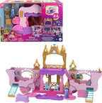 Mattel Disney Princess Toys, Carriage to Castle Transforming Playset with Aurora Small Doll, 4 Figures, Furniture & Accessories