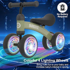 Baby Balance Bike Toys for 12-36 Months Kids Toy Boy and Girls Gifts Toddler Best First Birthday Gift Children Walker No Pedal Infant 4 Wheels Bicycle (Colorful, Deep Green-Light)