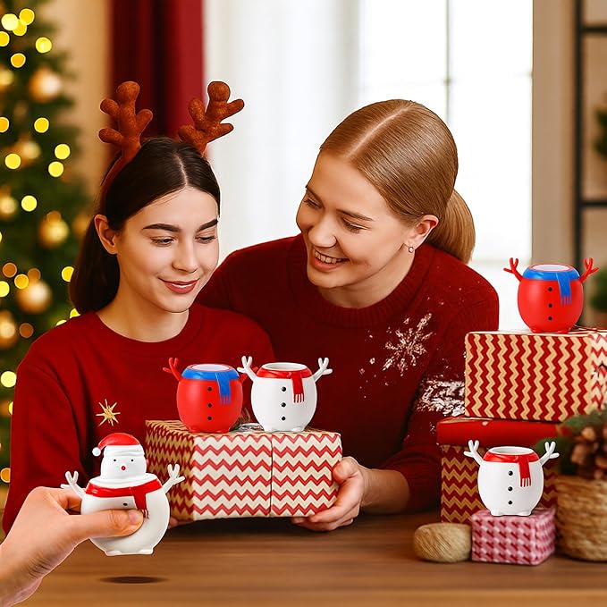 RunNico 12 Pack Christmas Snowman Squeeze Sensory Toy, Santa Claus Squishy Fidget Toys, Stretchy Christmas Snowman Relieve Stress Ball for Holiday Decoration Party Favors Adult Anxiety Relieve