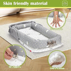 Baby Lounger for Newborn Portable Bag,Baby Lounger Play Mat for Awake-Time,Newborn Babies Essentials Gifts 0-24 Months Home Travel(Crown Grey)