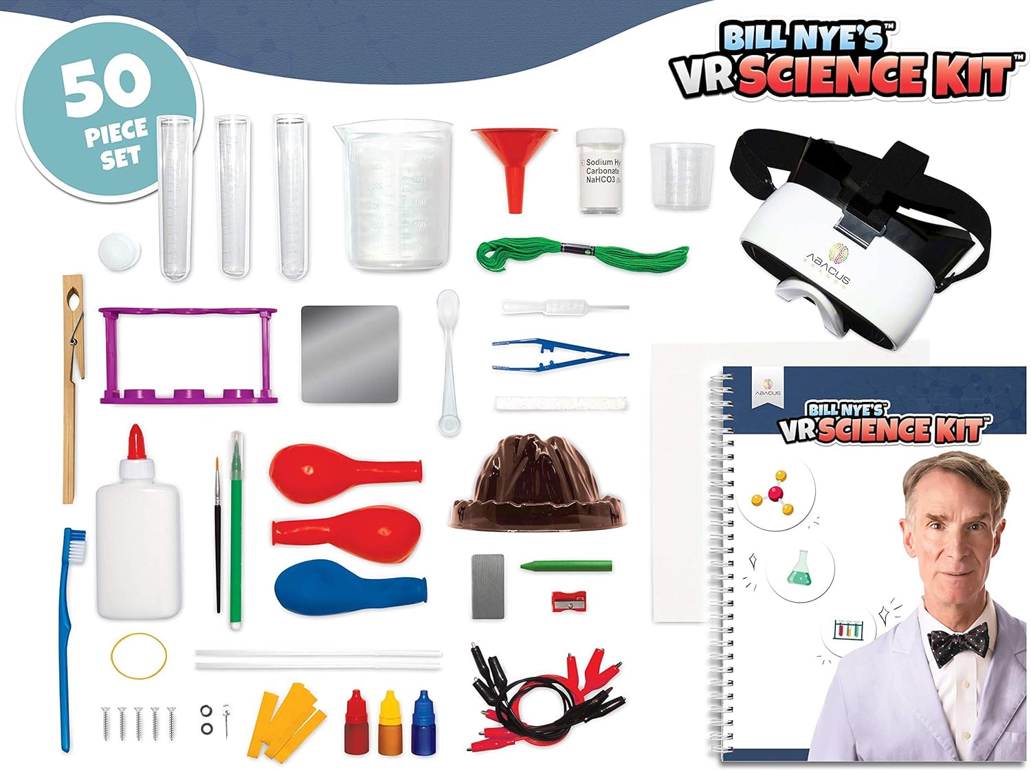 Bill Nye's VR Science Kit - Virtual Reality Kids Science Kit, Book and Interactive STEM Learning Activity Set (Full Version - Includes Goggles) - for Ages 8 and Up