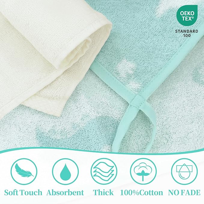 VOOVA & MOVAS 6 Pack 100% Cotton Baby Washcloths | 12x12 Inches | Highly Absorbent | Ultra-Soft Newborn Towels | Perfect Set |Dino & Ivory Colors