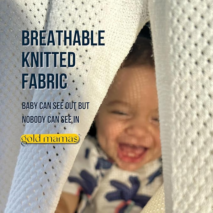 Breathable Nursing Cover Up for Breastfeeding - Privacy Nursing Covers - Newborn Essentials Must Haves - Improved Ponchy by Gold Mamas - Blue