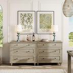 WAMPAT Kids Dresser for Bedroom with 6 Drawers, Rustic Oak Baby Dressers with Wide Chest of Drawers, Modern Wooden Closet Storage Organizer, Large Wood Dressers for Living Room, Nursery, Hallway