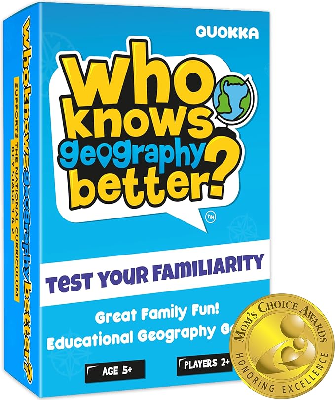 QUOKKA Who Knows Better? - Geography - Family Card Trivia Game | Fun Learning & Educational Questions for Families | Suitable for Boys & Girls