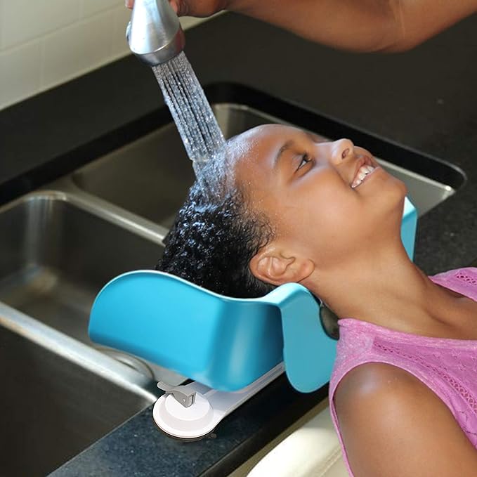 Shampoo Buddy Portable Hair Wash Basin for Children, Toddlers, Kids, Teens | Portable Shampoo Bowl for use on Bathtub or Sink (Blue)