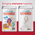 BioSwiss Bandages, Mermaid Shaped Self Adhesive Bandage, Latex Free Sterile Wound Care, Fun First Aid Kit Supplies for Kids, 50 Count