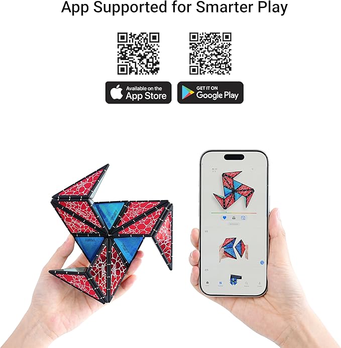 TOSY Magnet Pyramid Stone - 1 Cube Transforms into 1 Billion Shapes, 12 Pieces, 243 Rare Earth Magnets, Holographic Design Magnet Tiles Creative Puzzle STEM/STEAM Toy, 3-Pack