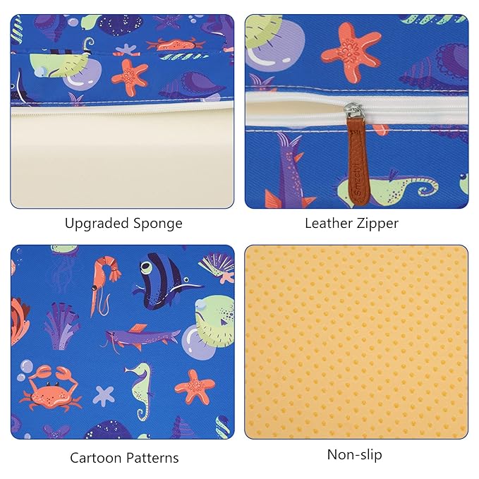 Toddler Booster Seat for Dining Table, Stronger Support Non-Slip Bottom Double Safe Straps Booster Seat Dining Toddler, Portable Travel Increasing Cushion (Blue)