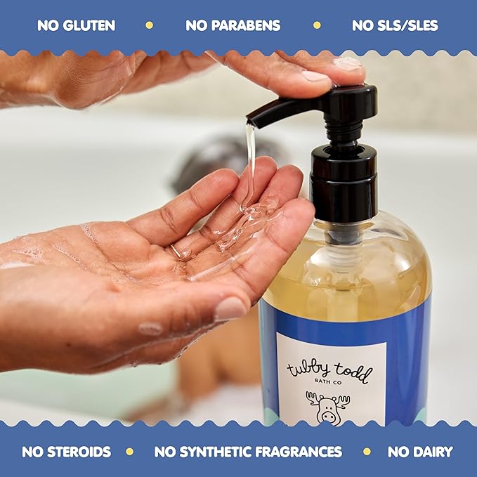 TUBBY TODD Essentials Baby Bath Gift Set – 8.5oz Hair+Body Wash, 8.5oz Bubble Bath & 3.5oz All Over Ointment