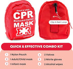 Ever Ready First Aid Adult and Infant CPR Mask Combo Kit with 2 Valves with Pair of Vinyl Gloves & 2 Alcohol Prep Pads - Red (2)