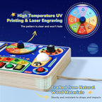 JoyCat Busy Board with Led Light, Toddler Toys for 1 2 3 4 Year Old Boys and Girls, Wooden Sensory Toys with Music, Travel Toy for Toddlers 1-3, Birthday Presents (Blue)