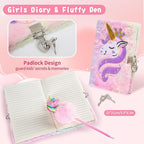 Cherry Tale Unicorn Gifts for Girls Age 6-8, Kids Unicorn Toys Set with Plush Diary Headband Eye Mask Christmas Birthday Gifts for Little Girls Age 4 5 6 7 8 9 10