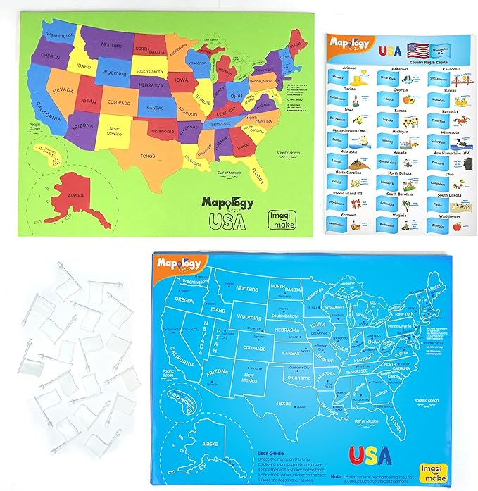 Imagimake Mapology USA Map with Capitals | Learning States and Capitals | US Geography Toys for Ages 8-13 | Jigsaw Puzzles for Kids Ages 8-10 | Educational Back to School Gifts for Kids Age 5-7 & 9-12