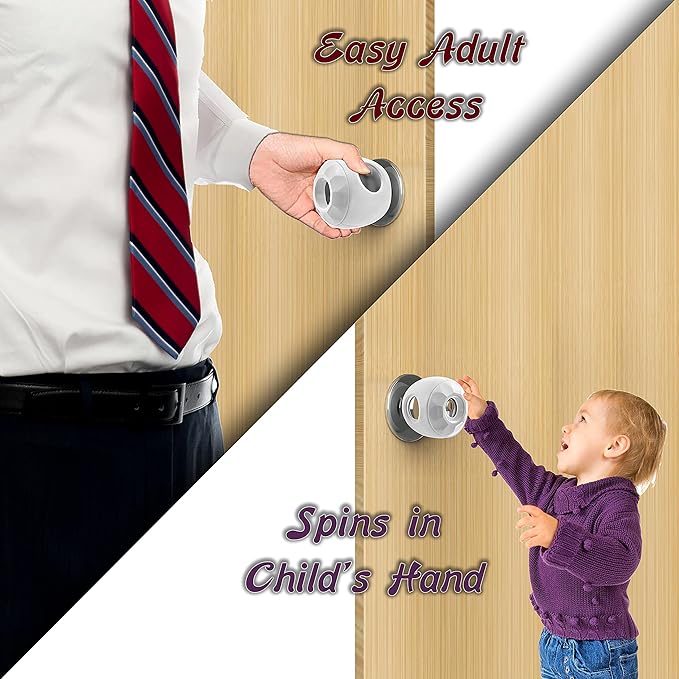 New & Improved - Door knob Baby Safety Cover - 5 Pack - Deter Little Kids from Opening Doors with A Child Proof Door Handle Lock - Driddle
