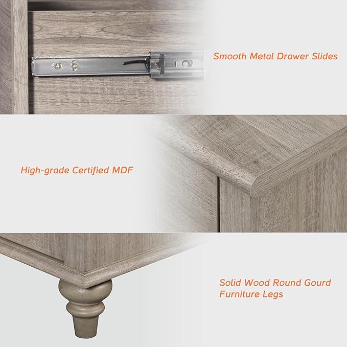 WAMPAT Kids Dresser with 7 Drawers for Bedroom, Wide Baby Dresser for Nursery & Kids Room, Farmhouse Wooden Dressers Closet Organizer for Children’s Bedroom, 54 Inch, Grey