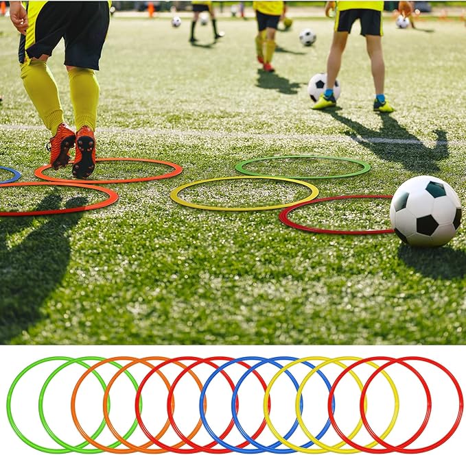 Libima Obstacle Course Ring Set Exercise Hoop Large Hoop Plastic Toys Playground Toys for Gymnastics Practice Party Games Educational Activities Holiday Decor, 5 Colors(12 Pcs,15.8 Inch)