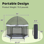 Pamo Babe Baby Playpen with Sun Protection Canopy - Indoor & Outdoor Play Yard for Babies and Toddlers - Baby Tent with Zipper Door