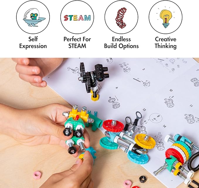 The Off Bits Educational STEM Toys for 6+: Robot Toy Building Sets, 3-in-1 Engineering Kit for Boys and Girls, Build Your Own STEM Building Toys with Endless Possibilities (Jumbo Kit)