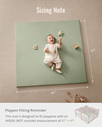 Blissful Diary Vegan Leather Baby Play Mat, 47x47 Thicken Foam Cushioned & Waterproof Playpen Mat for Infants and Toddlers, Stylish and Just Wipe-Clean Playmat for Baby Play on Floor, Light Green