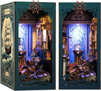 Book Nook Kit - DIY Miniature House Dollhouse 3D Puzzles for Adults and Teens - Gifts for Family and Friends Bookshelf Decor Tiny House Model Build with LED Light (BV02-010)