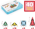 PicassoTiles 40pc Nano Mini Magnetic Tile Construction Building Blocks Travel Toy Set with Storage Case STEM Educational Fun Learning Magnet Tiles Stacking Toys for Toddlers Girls Boys Ages 3+ PN01