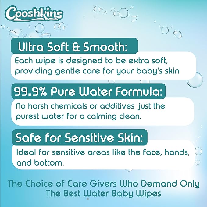 Bulk 540 Wipes – 60 Count (Pack of 9) De-Chlorinated Pure Water Baby Wipes | Gentle Unscented Wipes for Sensitive Skin | 99.9% Pure Water Based | Alcohol-Free, Paraben-Free | Soft & Thick