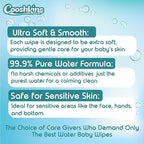 De-Chlorinated Pure Water Baby Wipes | Gentle Unscented Wipes for Sensitive Skin | 99.9% Pure Water Based | Alcohol-Free, Paraben-Free | Soft & Thick (60 Count (Pack of 24))