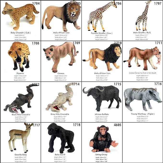 FUNSHOWCASE Jumbo African Jungle Animals Figures Toys, Large Realistic Plastic Safari Animals Playset