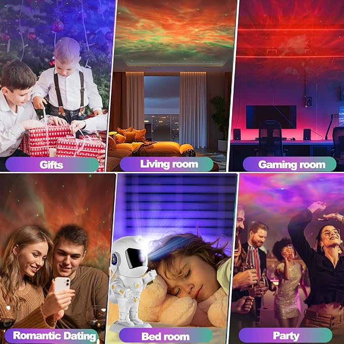 XIAOER Astronaut Galaxy Projector, Robot Star Night Light for Bedroom, Starry Nebula Space Projector Ceiling Lamp with Timer and Remote Control for Kids Adults